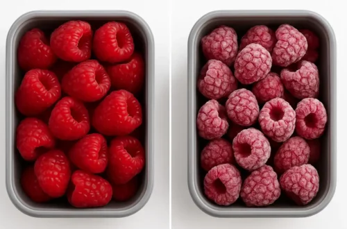 Image montrant des framboises fraîches et congelées