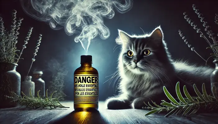 Image montrant que huiles essentielles et chats sont un danger