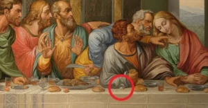Image montrant la Cène avec Juda qui est à l'origine de la superstition sur renverser du sel