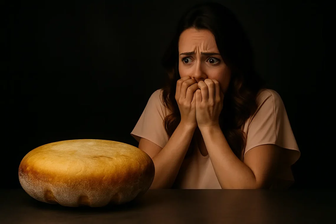 image montrant une personne qui a peur de la superstition concernant le pain à l'envers